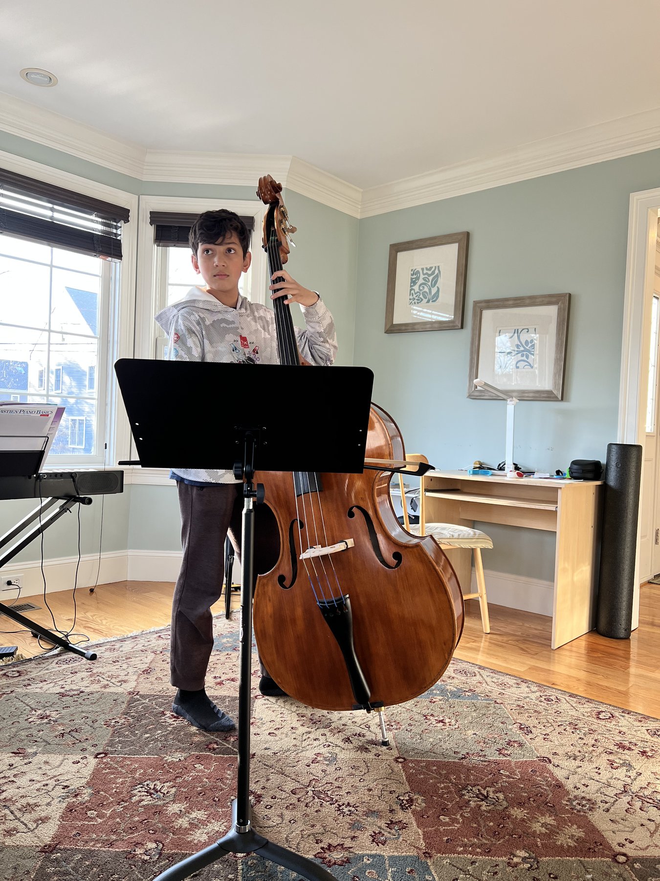 Practicing upright bass at home