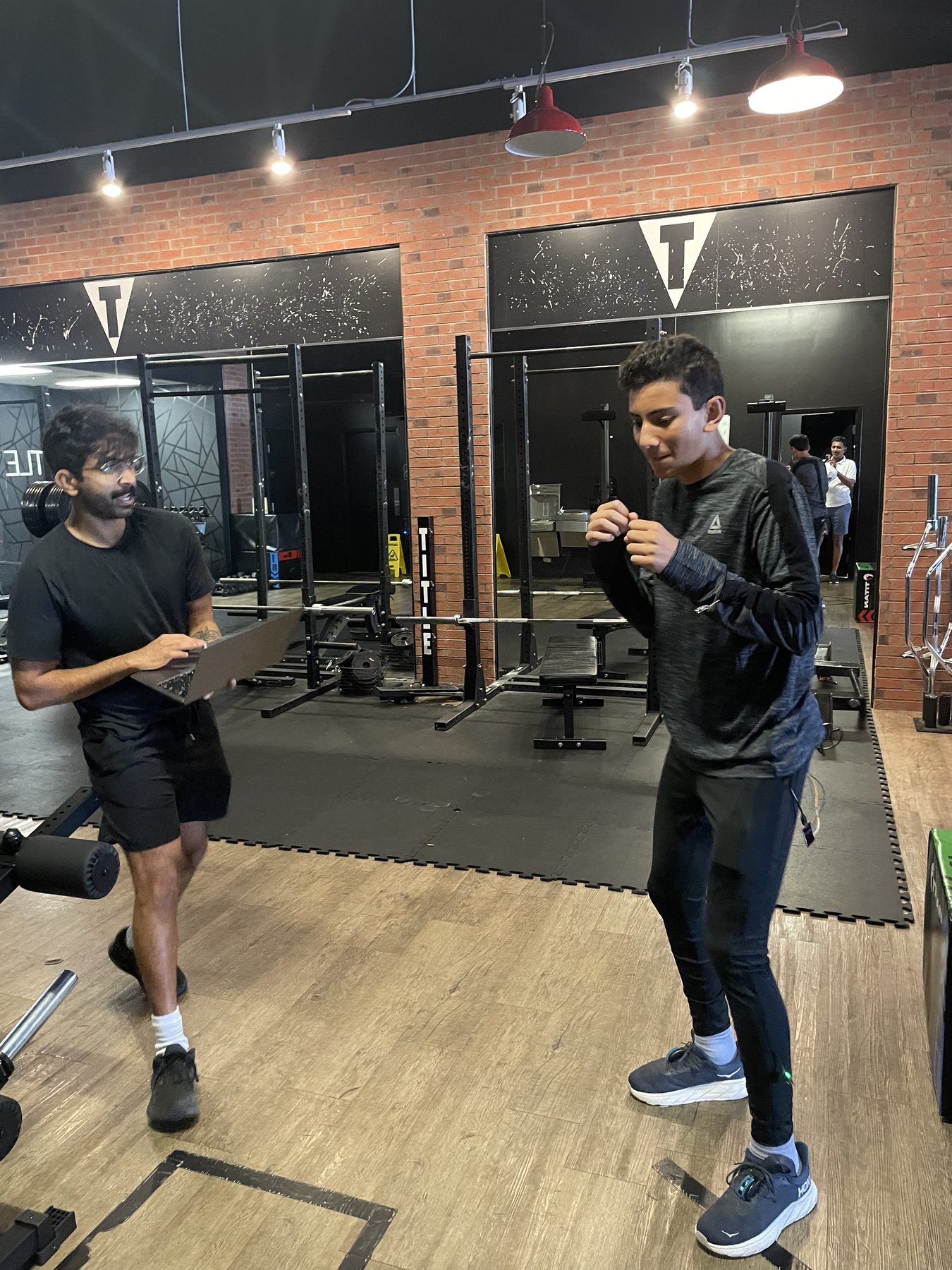 Testing the sensor rig with a training partner