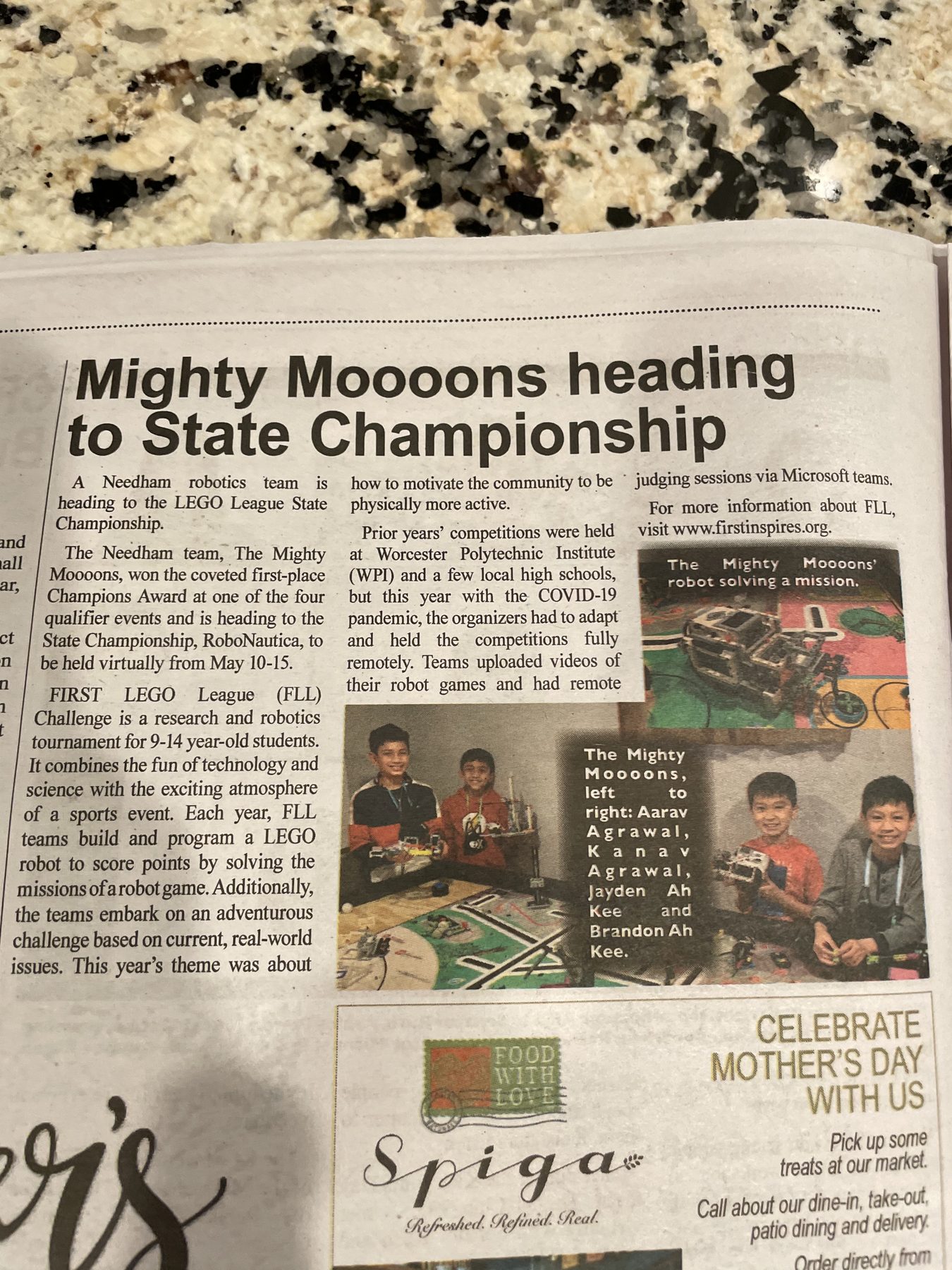 Newspaper clipping: Mighty Moooons heading to the state championship